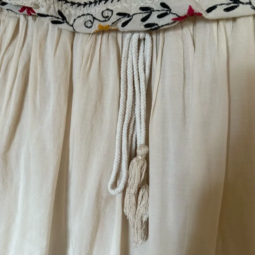 Free People Frida Embroidered Boho Mini Dress Cream XS Festival Peasant - Picture 13 of 13